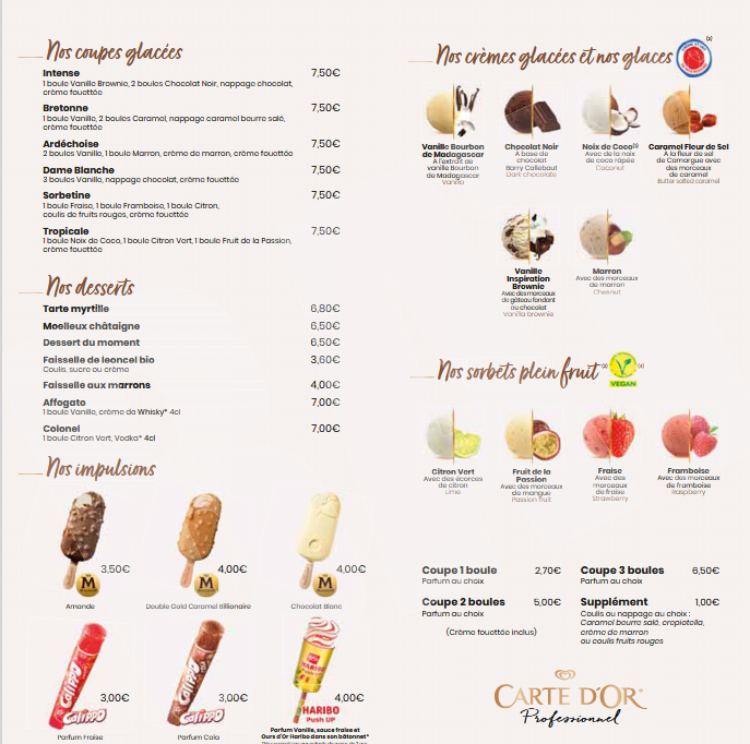 desserts et glaces